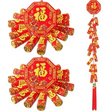 2 Pcs Chinese New Year Firecracker Decorations - Large Red Lucky Ornaments for S