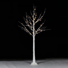 Birch Tree Christmas Decoration 4ft, 5ft 6ft Pre Lit Warm White LED Outdoor Xmas
