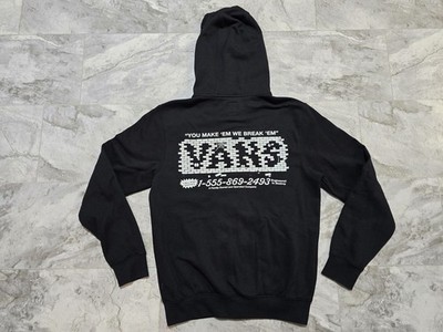 Vans Off The Wall Break Made Full Zip Hoodie Mens Sz Small Skateboard Black 