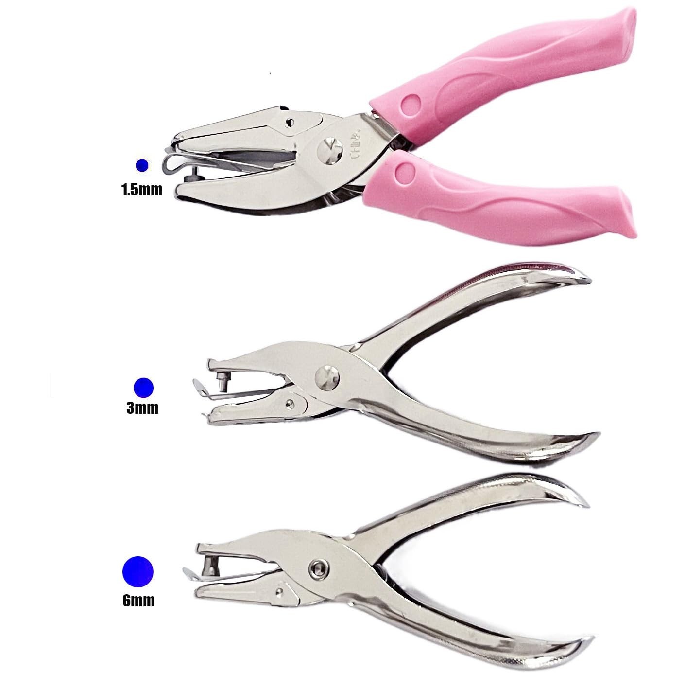 3 Piece Mini Hole Punch Set - Small & Large Circle for DIY silver 