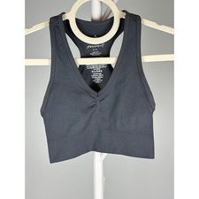 Free People Movement Crop Top Charcoal Grey V-Neck Racerback XS