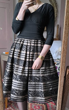 Eliza J Vintage 50s Style Black Evening Dress Cocktail Sleeves Full Skirt 10 12