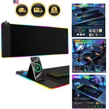 Mouse Pad with Phone Holder, Wireless Charging Desk Mat, RGB Gaming Mousepad ...