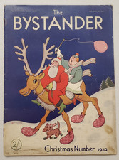 The Bystander Magazine Christmas 1932 Santa Claus~Skeletons/Bats ~Art Deco~1930s