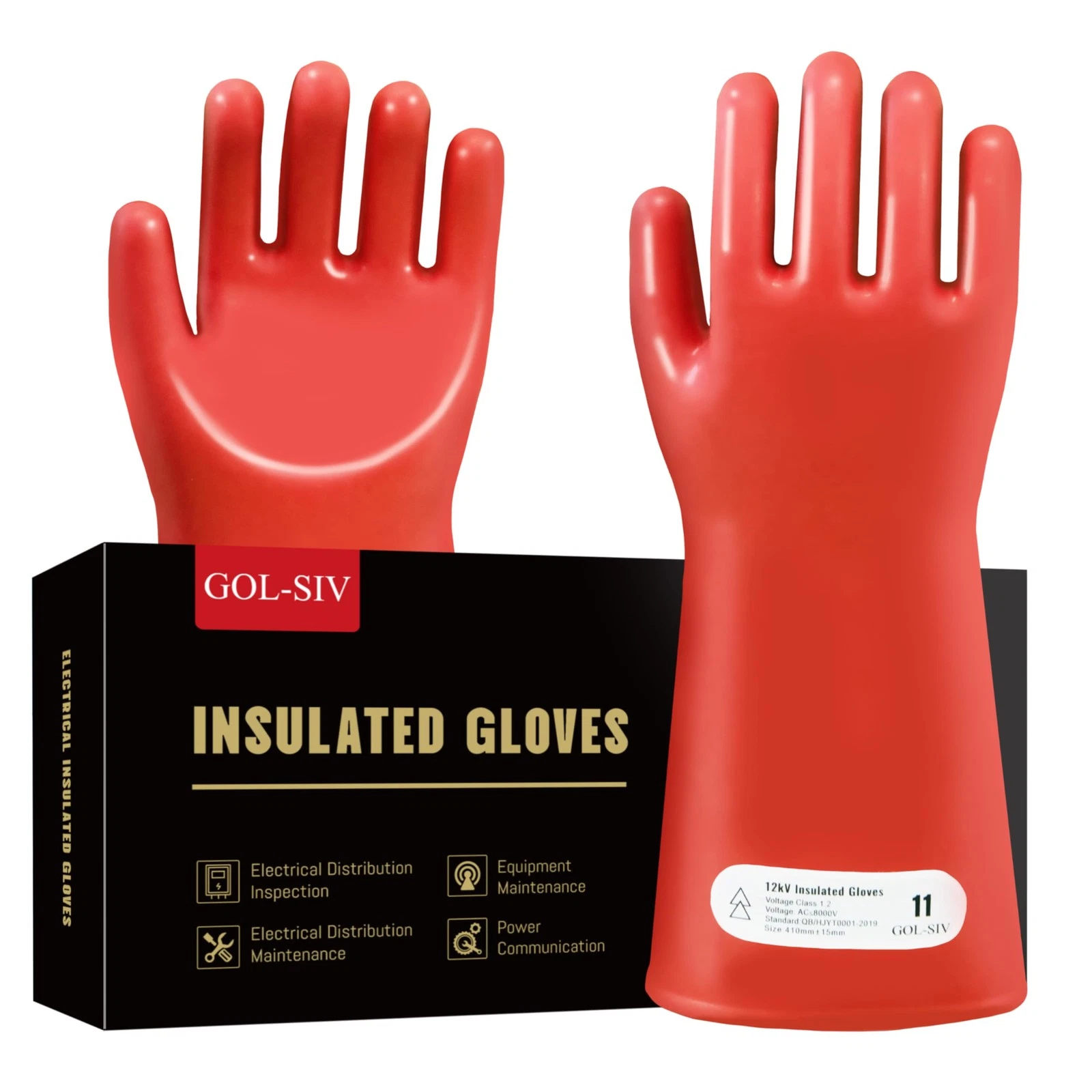 GOL-SIV Class 1 Insulated Electrician Gloves - High Voltage Dielectric Electr...
