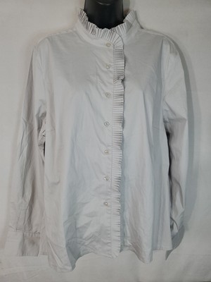 Vintage DIALOGUE Botton Up Shirt Women's Size XL Long Sleeve pleated Collar 