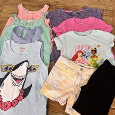 Mixed Brand Lot 9 Girls Summer Clothing Bundle Size XS 4/5 Tops Shorts Leggings