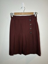 Vintage Mondi Germany Wine Red Wool Pleated Skirt US 4 25" Waist Buttons