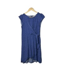 LOFT Periwinkle Polka Dot Knot Front Dress Faux Wrap Women's Size 4