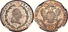 COIN Austria 20 Kreuzer 1808 A NGC MS63 KM# 2141 Silver Franz I UNC Luster