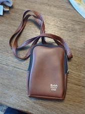 Vintage 80s KODAK Pocket Tote Brown Retro Leather Grain Camera Case w/ Belt Clip