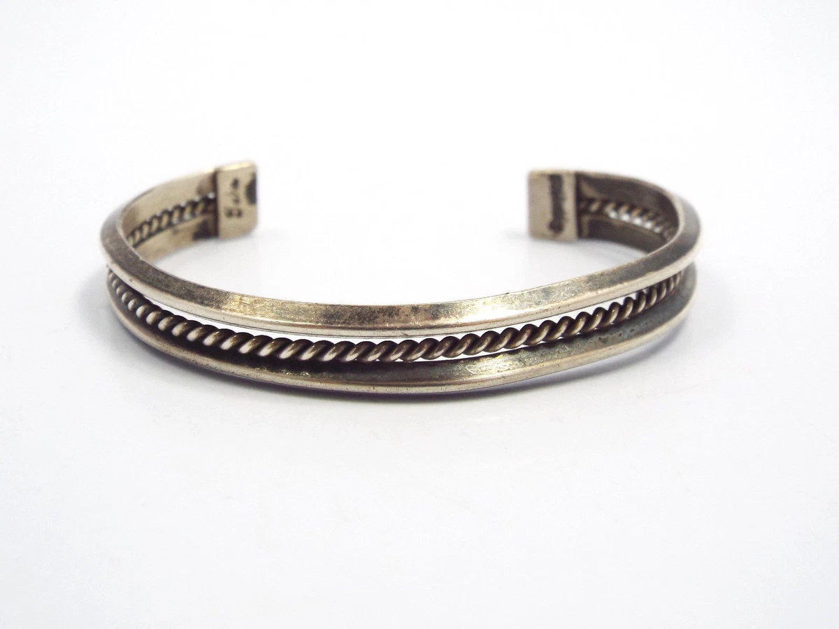 Vintage Tahe Sterling Silver Rope Design Baby Child Cuff Bracelet 9.1 grams