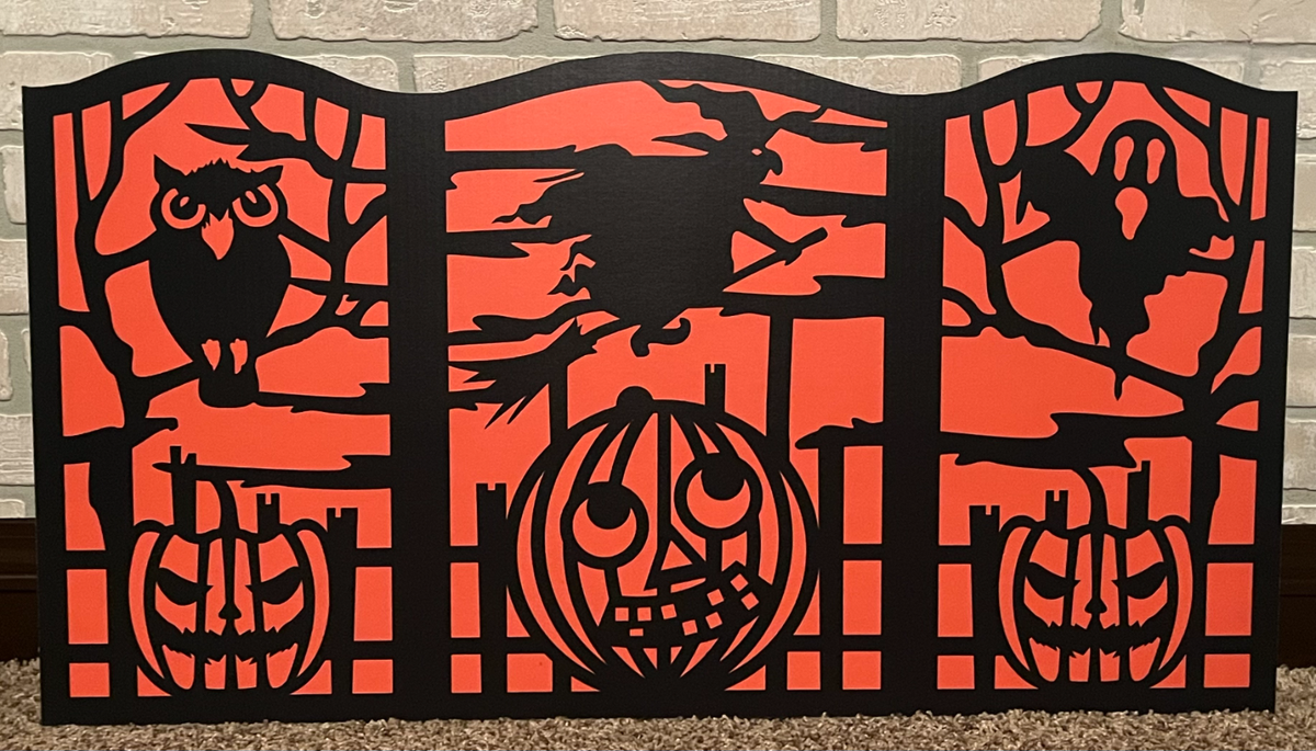 Vintage Style Halloween Fireplace Screen Display Die Cut Cardboard