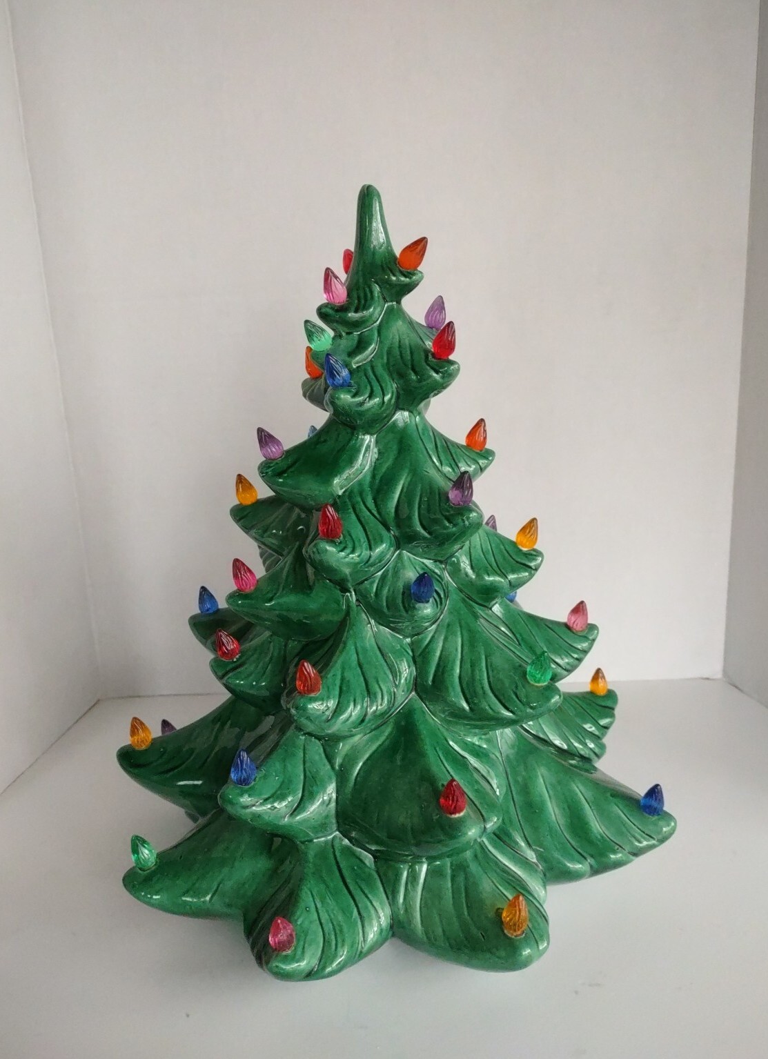 Vintage 1970 's 19" Ceramic Christmas Tree Light Up Atlantic Mold W