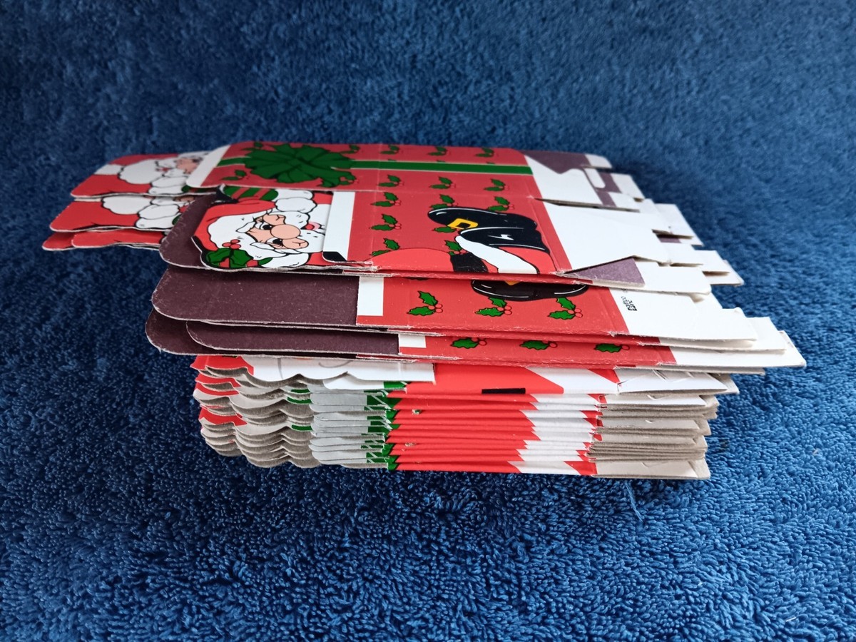 VTG SANTA 18 Small 2x2 Christmas Folding Cardboard Candy Gift Box
