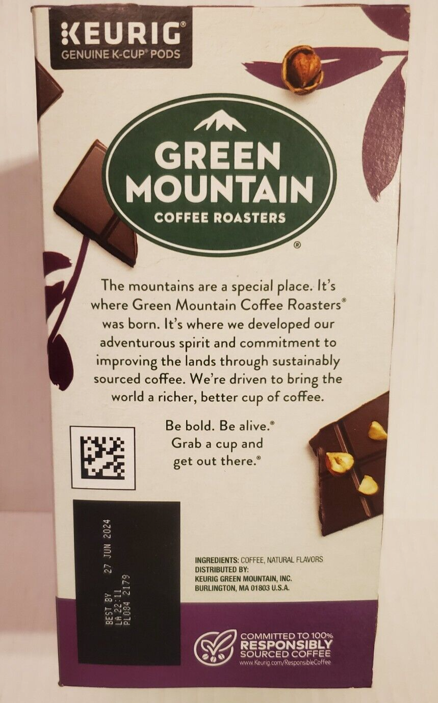 Green Mountain Dark Chocolate Hazelnut KCup Pods 22 Pods (Best By