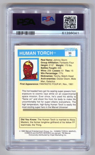 1990 Marvel Universe Human Torch PSA 9 Mint #33 Super Heroes - Bild 2 von 2