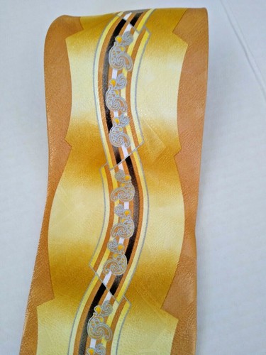 Roberto Cellini Tie Abstract Yellows Gold Brown Necktie Symmetrical Patterns - Picture 6 of 8