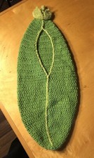 Hand Crocheted Knitted Green Newborn Baby's One Piece Pea Pod Photo Blanket