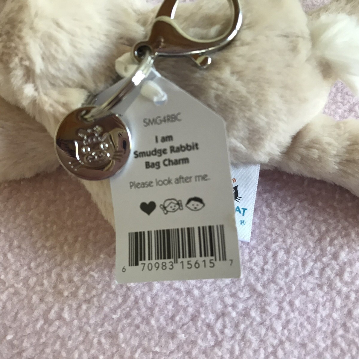 Jellycat - Smudge Rabbit Bag Charm - Soft Bunny Key Ring - New