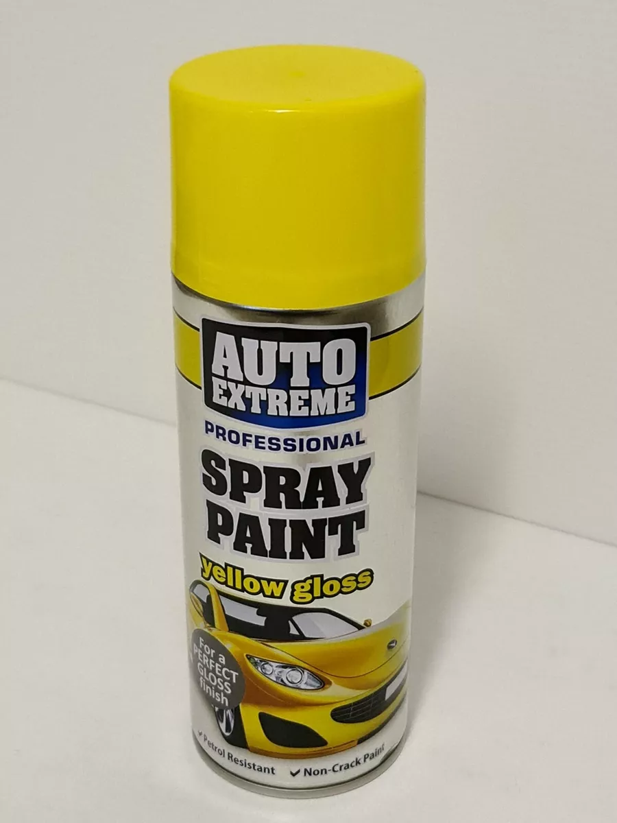 Yellow GLOSS Spray Paint Aerosol Primer Wood Metal Plastic Auto 400ML Large AX