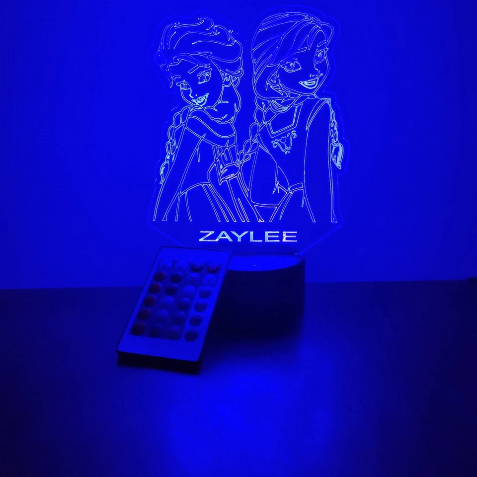 Frozen Elsa & Anna Luz Nocturna Personalizada GRATIS Personalización Personalizada LED Lámpara de Mesa Foto 3 de 4