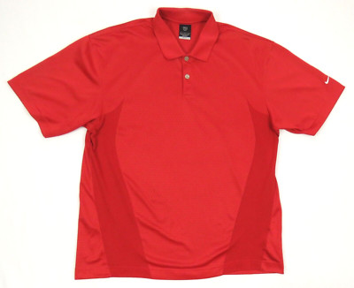 NWOT Nike Dri Fit Golf Swoosh Logo Red Short Sleeve Polo Athletic Shirt L