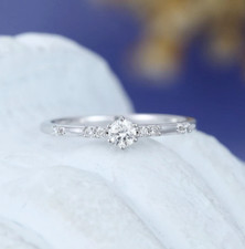 Dainty 1.85Ct Round Cut Moissanite Engagement Ring Solid 14k White Gold Size 5.5