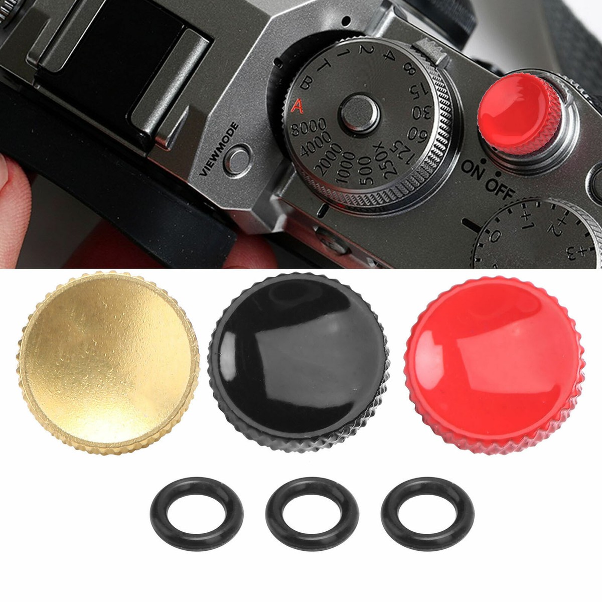 Lot De 6 Boutons De Déclencheur Concave Pour Appareil Photo - Aluminium, Rouge/noir/argent, Compatible Multiple