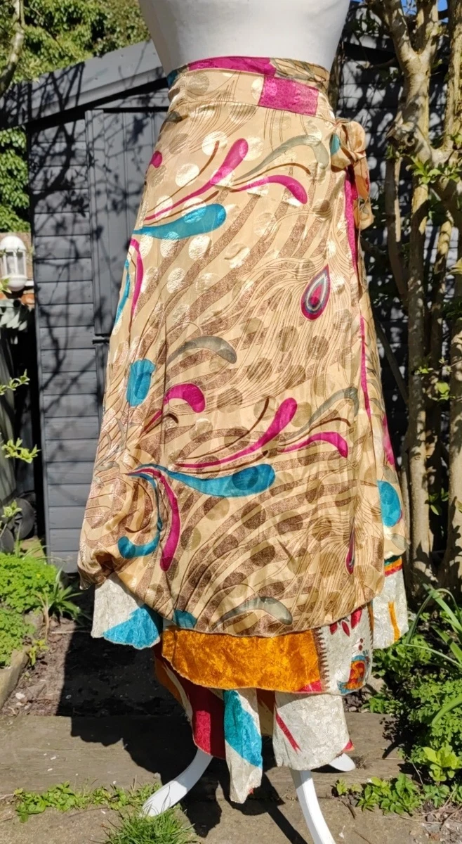 One Size Wrap Skirt Multicolour Indian ethnic hippy festival sari sarong Africa