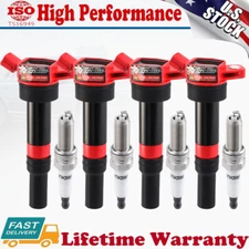4x Ignition Coils UF651 & Spark Plugs 9723 For Hyundai Elantra Tucson Kia Soul