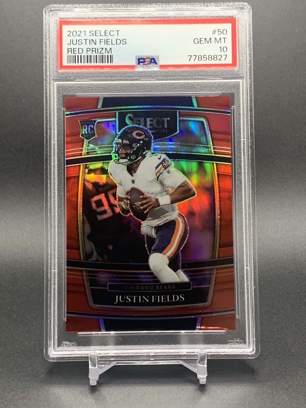 2021 Select Justin Fields Concourse Red Prizm #/99 ROOKIE RC PSA 10 Bears