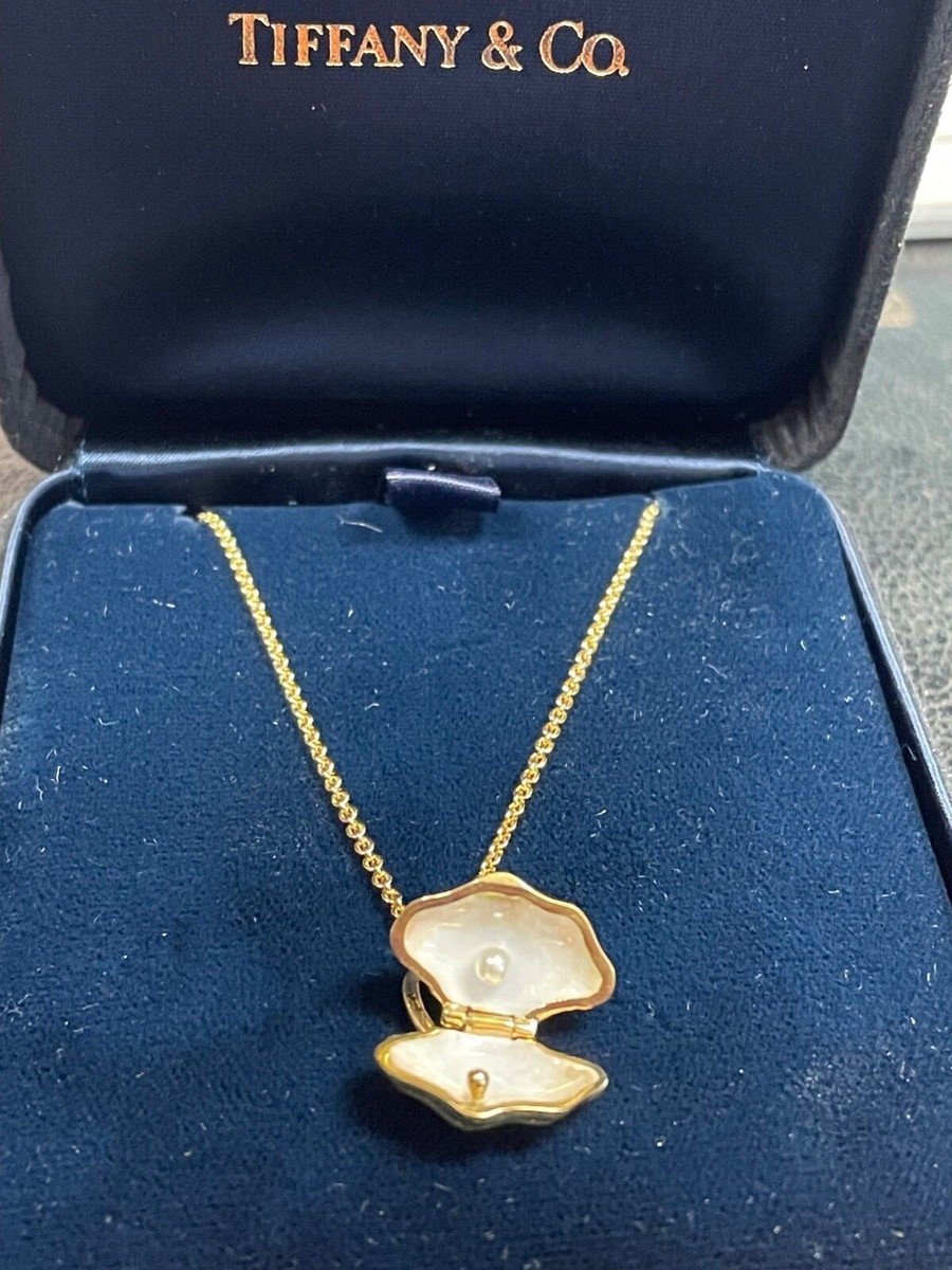 Tiffany & Co. 18k Yellow Gold Oyster Shell Necklace with Enamel
