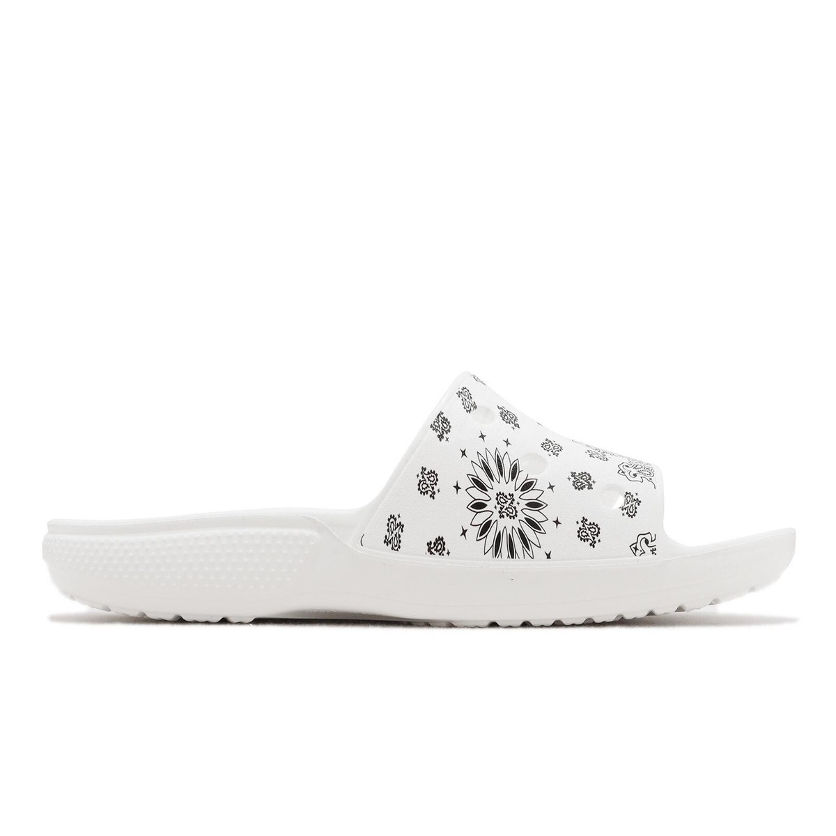 Crocs Classic Bandana Slide paisley white unisex size 12M 