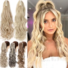 Thick Claw Ponytail Clip In Hair Extensions Pony Tail As Human Hair For Woman US