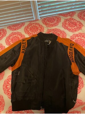 Harley-Davidson Black & Orange Riding Jacket - Size Men's L | eBay