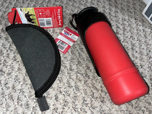 KONG Fold Up Dog Travel Bowl or KONG Dog Water Bottle Integrated Lid CHOICE!