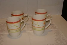 Gibson Everyday Coffee Mugs Tea Cups Set of 4 Stoneware ORANGE,GREEN, YELLOW
