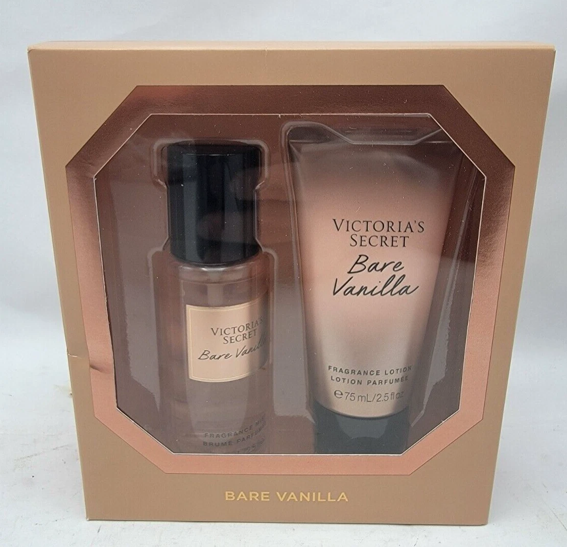 Victoria's Secret Bare Vanilla Fragrance Mist and Lotion Gift Set 2.5 Fl.  Oz New