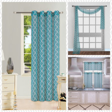 TEAL WHITE SHADES GROMMET VOILE SHEER PANEL WINDOW CURTAIN DRAPE S38
