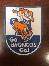 DENVER BRONCOS Vintage Rare Embroidered Iron On Patch retro 1970'S  NFL 4” X 3”