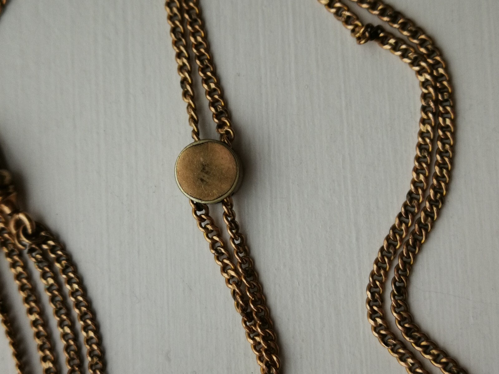 Vtg/antique 28" POCKET WATCH SLIDE CHAIN NECKLACE SEED PEARLS Turquoise