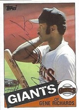 Autographed/Signed 1985 Topps #434-Gene Richards San Francisco Giants