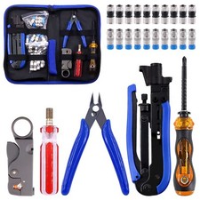 25Pcs Coax Cable Crimper Tool Kit, Including Coax Crimping Pliers and Coax Wi...
