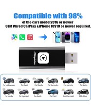Newest USB Wireless CarPlay Adapter Dongle For Apple iPhone Plug and Play 2024