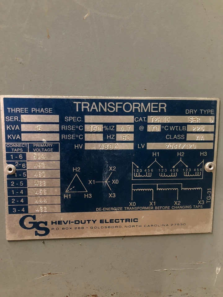Transformador eléctrico tipo seco Hevi-duty Foto 2 de 2