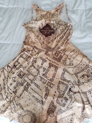 Black Milk Harry Potter Maruaders Map Reversible Skater Dress medium | eBay