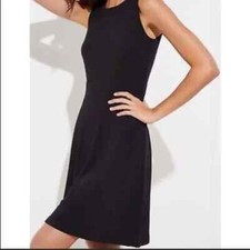 New Ann Taylor Loft Gray A-Line Stretch Sleeveless Button Fit Flare Dress Size 2