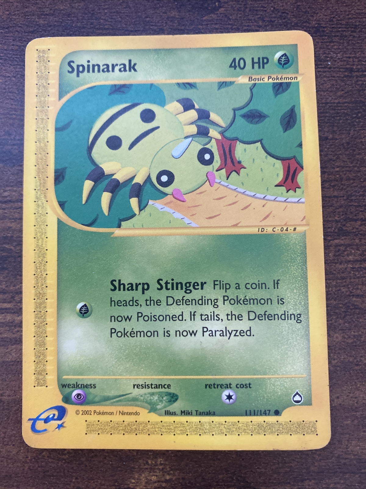 Spinarak 111/147 - Common Pokemon Card - e-Aquapolis (2003) NM