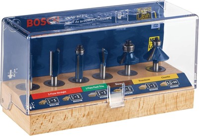 BOSCH RBS006 6-Piece 1/4 in. Shank Carbide-Tipped Multi-Purpose Router Bits Asso
